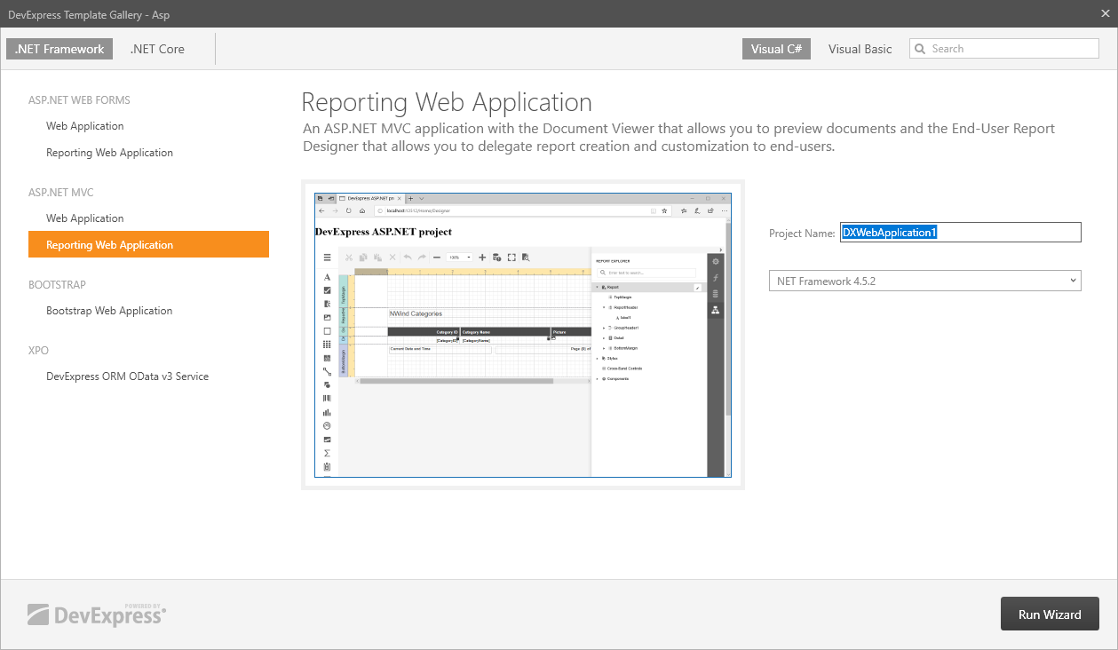 web-template-gallery-mvc-reporting-application