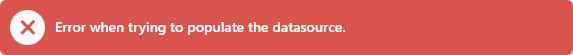 Data source error popup