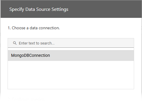 Web Data Source Wizard - Select Connection for MongoDB