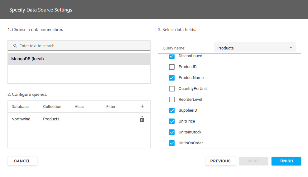 Web Data Source Wizard - Select Data Fields