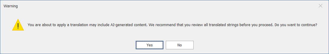 Localization Editor -- Warning Message