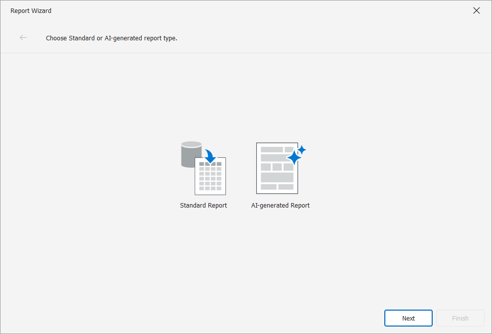 Report wizard customization with AI
