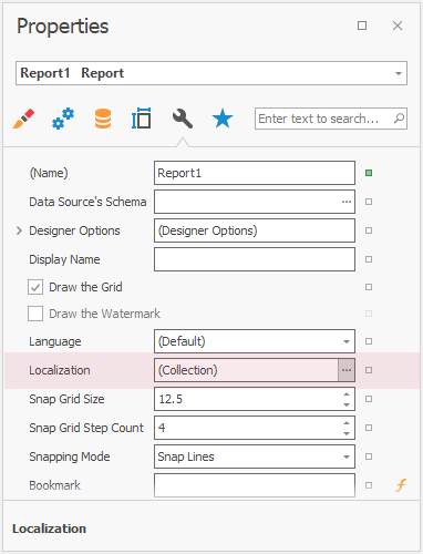 WinForms Localization Editor Properties Window