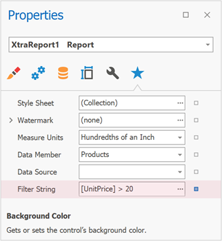 The Property Marker Highlights the Modified Properties