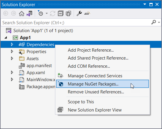 Manage NuGet Packages