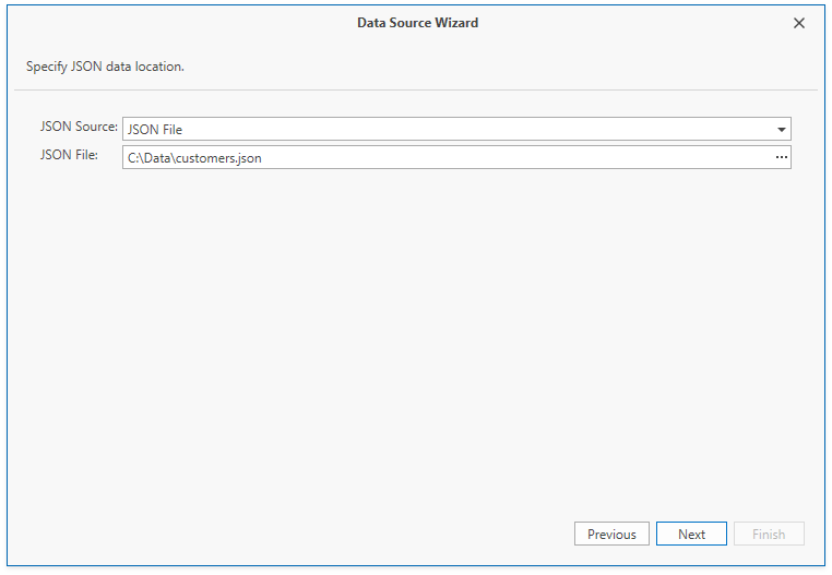 Specify a JSON file