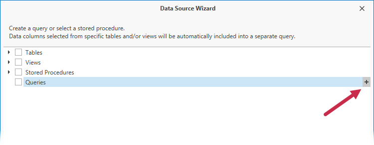 Data Source Wizard's Query Customization Page