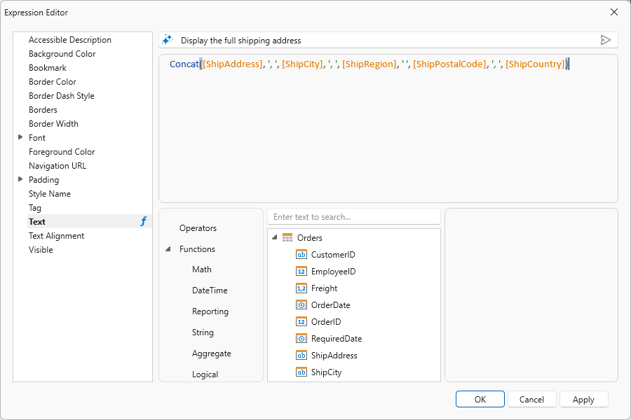 Prompt to Expression Result - WPF Expression Editor, DevExpress Reports