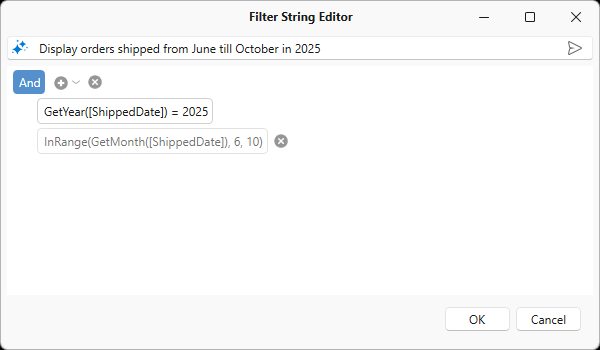 Prompt to Expression Result - WPF Filter Editor, DevExpress Reports