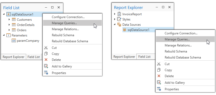 Invoke the Manage Queries Dialog