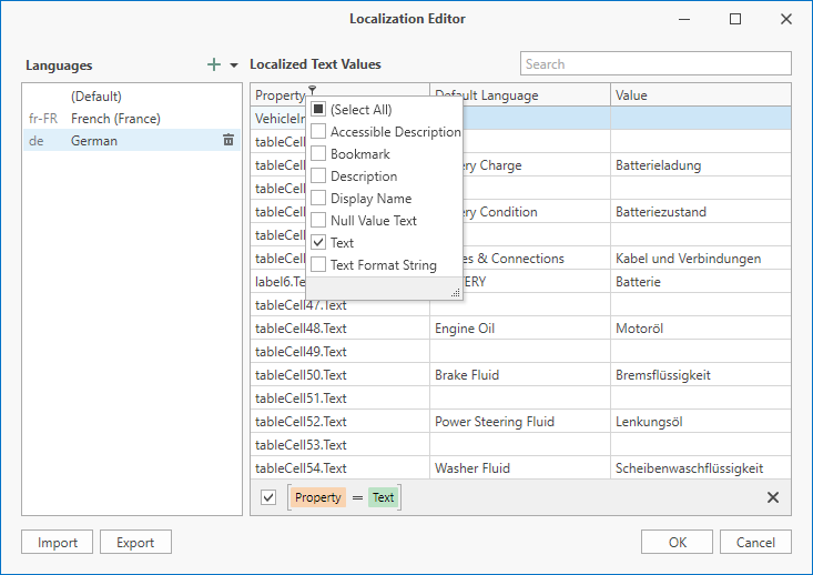 WPF Localization Editor Filter