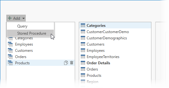 Manage Queries Dialog: Add a Stored Procedure
