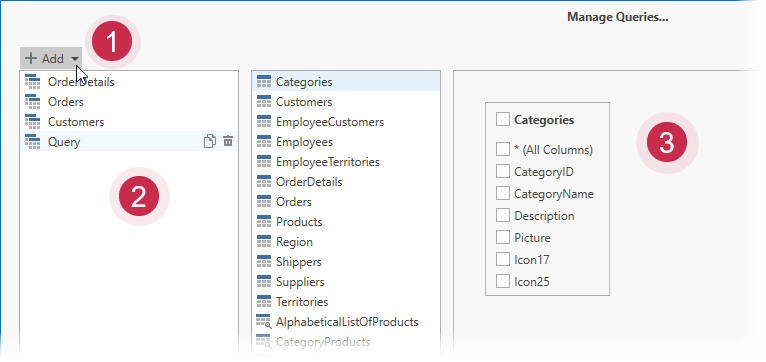 Manage Queries Dialog: Add a New Query