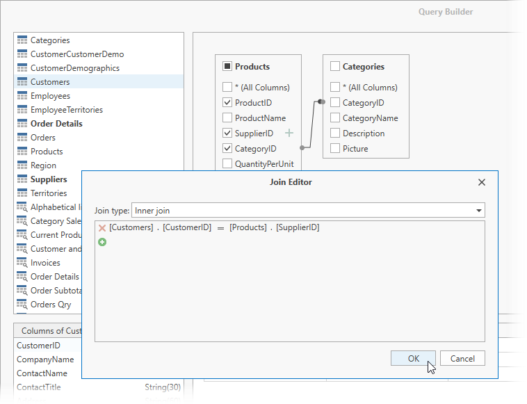 Query Builder: Create Relation Manually in the Join Editor