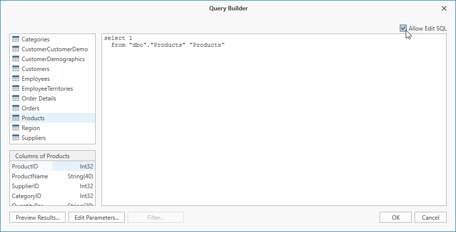 Query Builder: Edit Query as Text