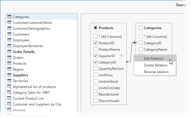 Query Builder: Edit Relation