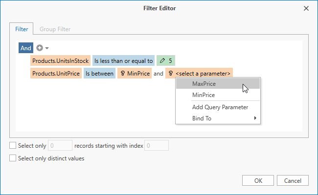 Query Builder: Filter Editor