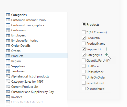 Query Builder: Table Added to a Query