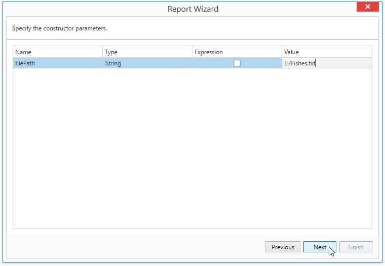 WpfReportWizard_Object_SpecifyConstructorParameters