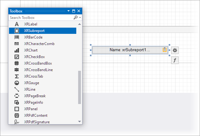 XRSubreport Control Add From Toolbox