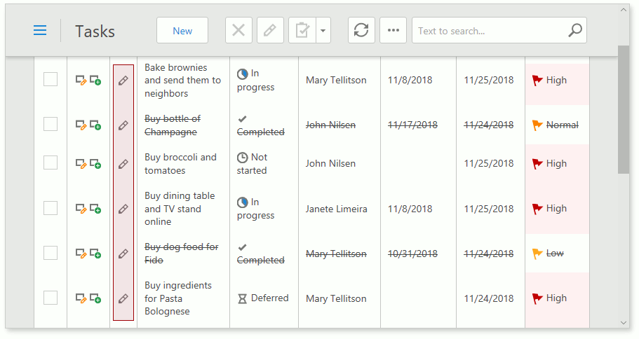 XAF ASP.NET Web Forms Actions in Grid Rows, DevExpress