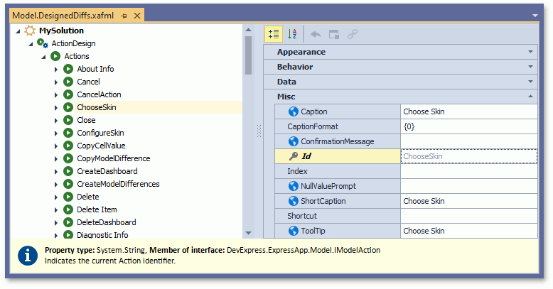 Action Id in Model Editor