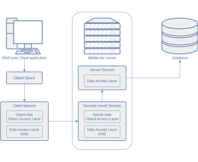 WinForms application with the Middle Tier Application Server