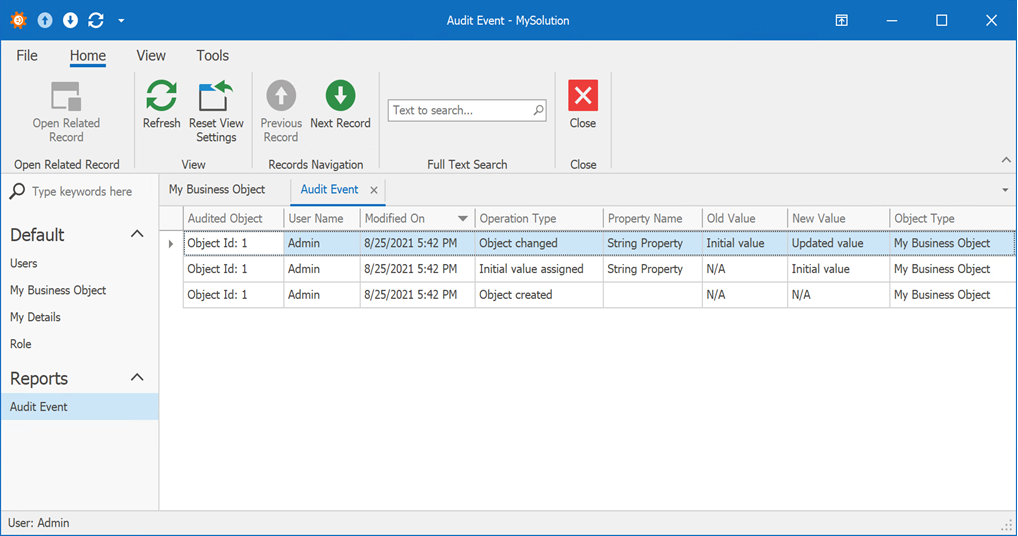 Audit Event View in a WinForms application