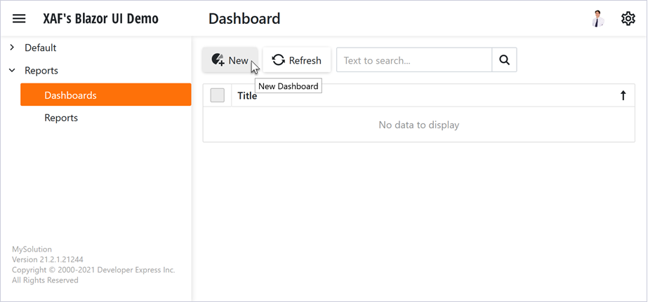 Create a new dashboard