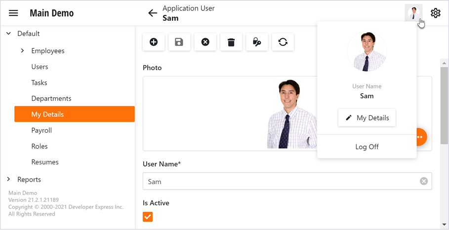 Current user image in a Blazor application