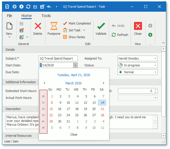 Custom date editor