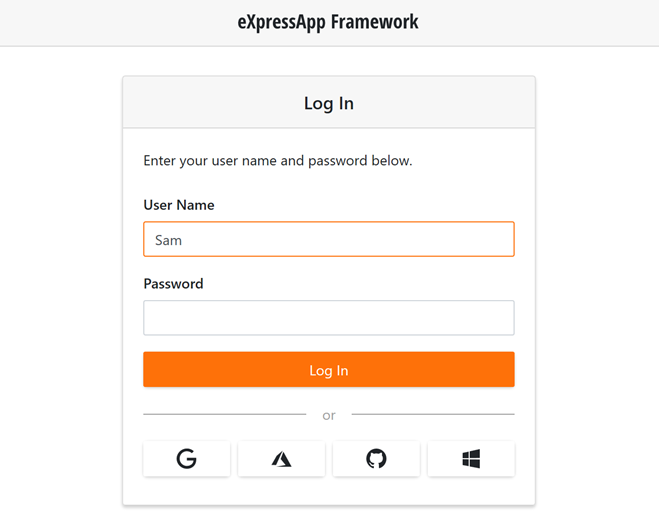 The extended login form