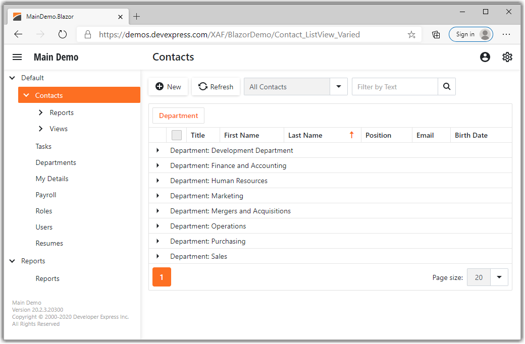 The Blazor SimpleProjectManager application