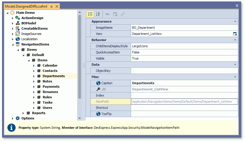 XAF - Navigation Item's Path in Model Editor, DevExpress