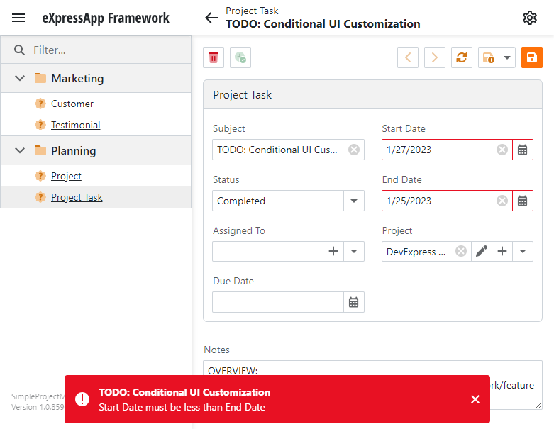 ASP.NET Core Blazor Validation, DevExpress