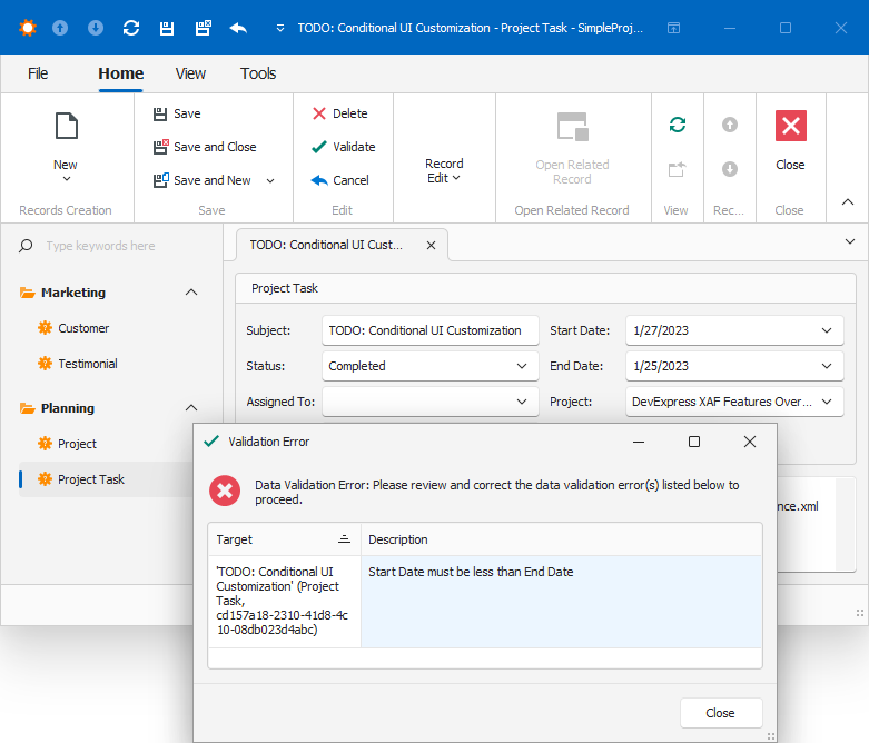 Windows Forms Validation, DevExpress