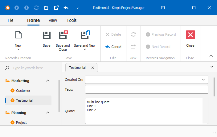 Windows Forms Quote Property editor with the FieldSize attribute, DevExpress