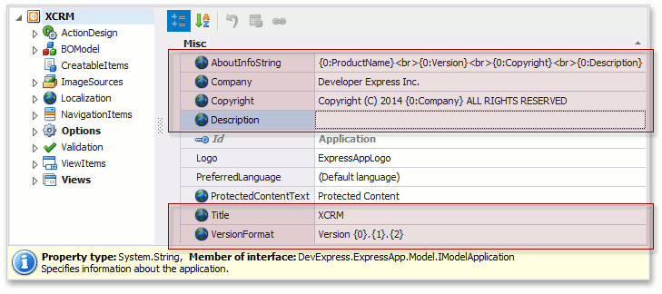 XAF Model Editor Application Node Properties, DevExpress