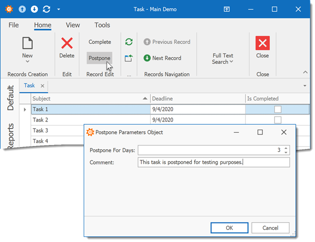 The Postpone Action WinForms