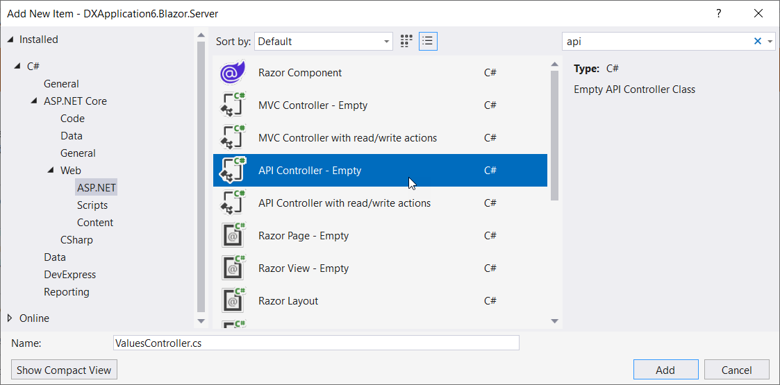 Add API Controller