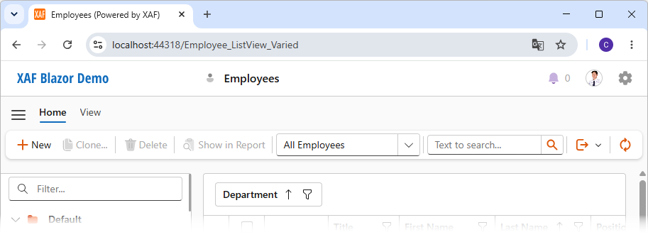 Custom caption in an XAF Blazor application