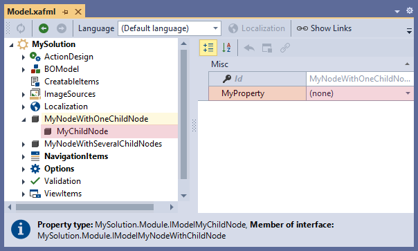 A child node and node property