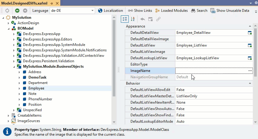 Assign standard image in Model Editor