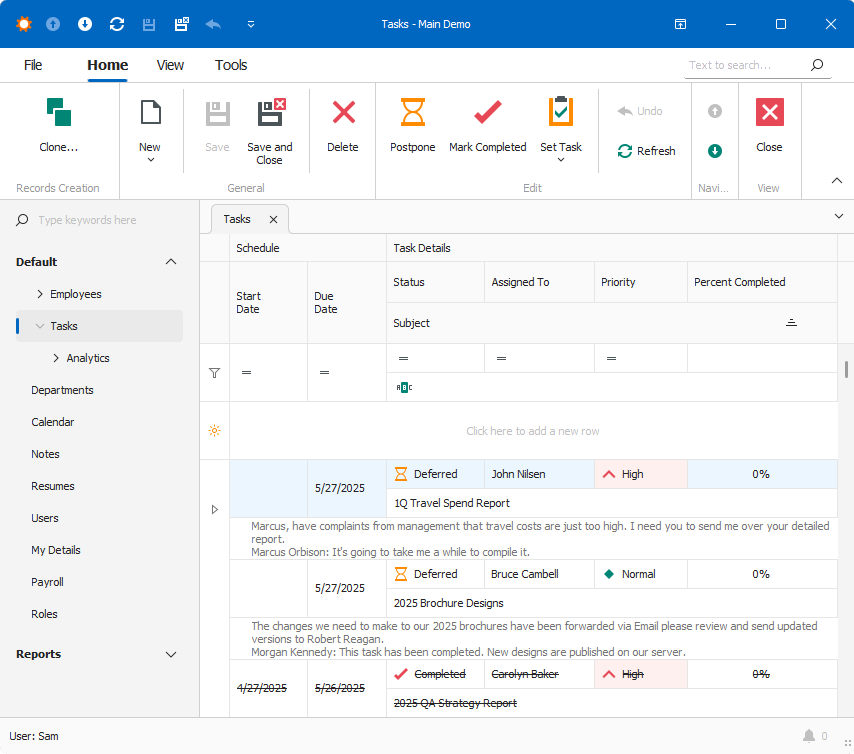 XAF Windows Forms Row Index Results, DevExpress