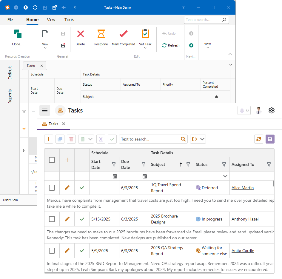 XAF ASP.NET Core Blazor and Windows Forms Bands, DevExpress