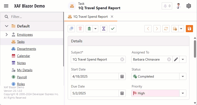 XAF ASP.NET Core Blazor Application Built-In Themes, DevExpress