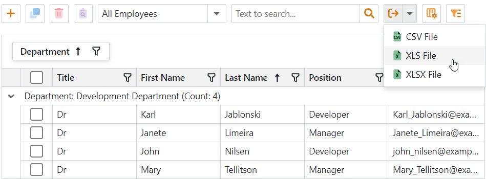 DevExpress XAF - Export ListView Data in ASP.NET Core Blazor apps