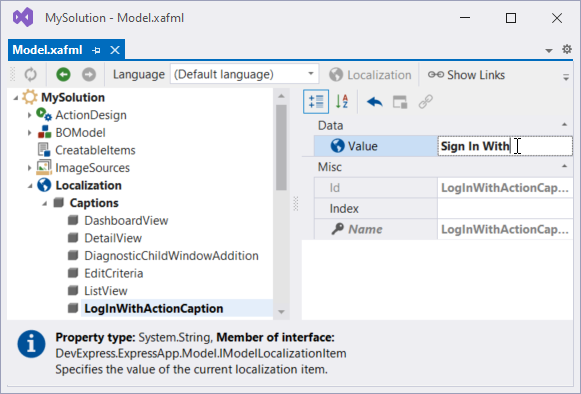 Model Editor - Localize External Authentication Provider Actions