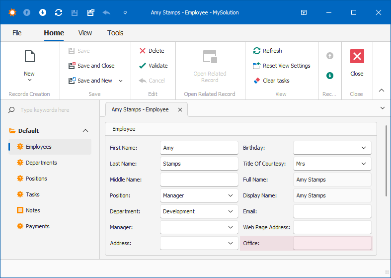 Windows Forms: the new editor in the Detail View