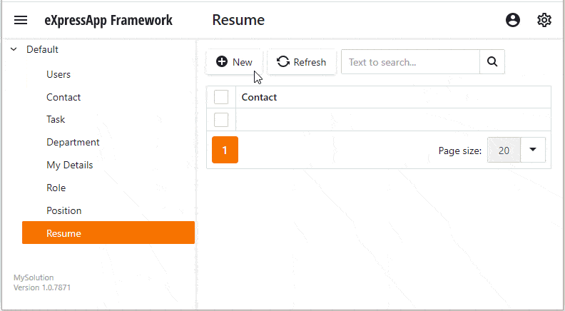 XAF Add a Resume object